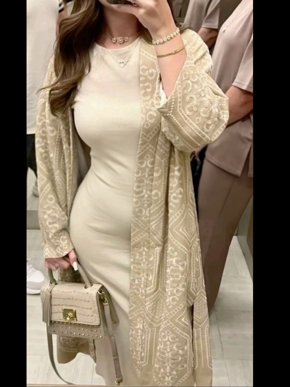 Zara Embroidered Kimono Beige Blazer NWT Size M/L - Picture 6 of 13